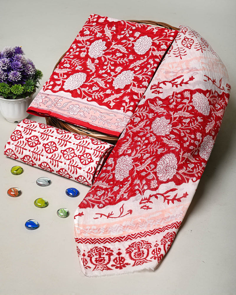 Elegant Hand Block Printed Cotton Suit With Cotton Duptta (BSCOTMU76)