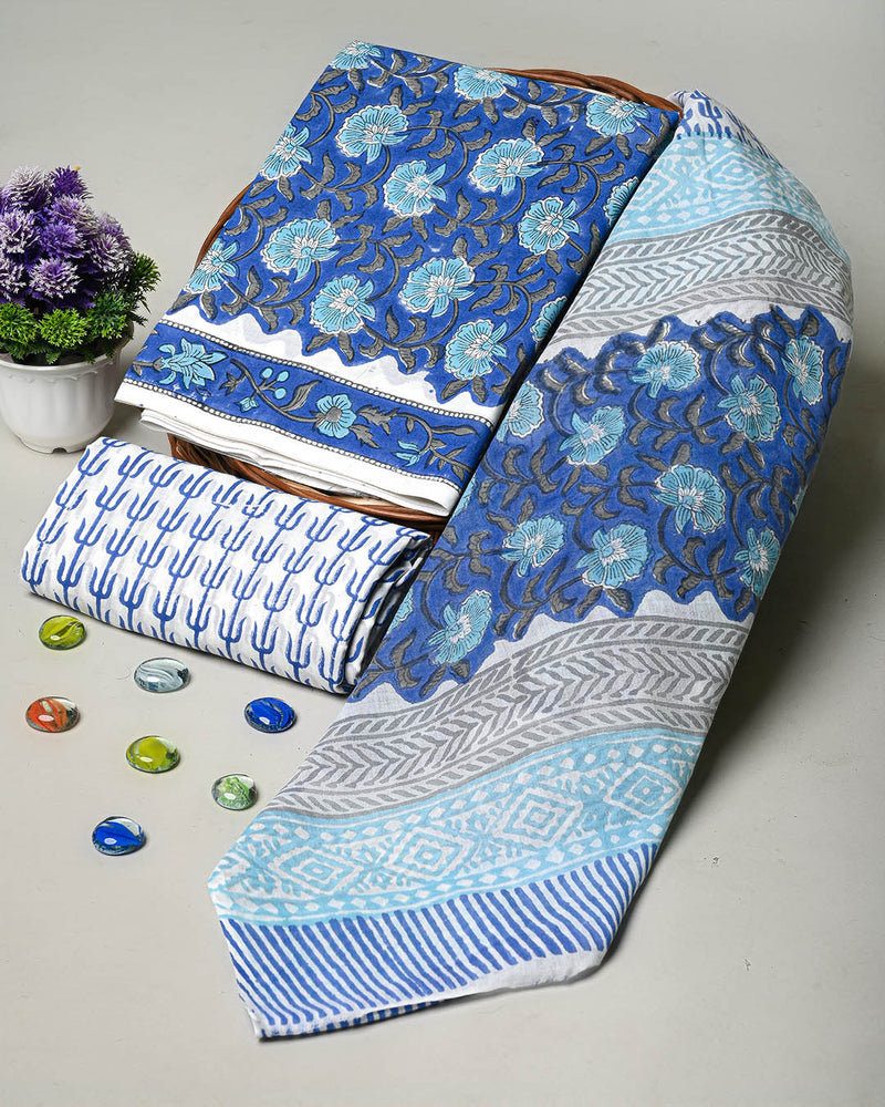 Exclusive Hand Block Printed Cotton Suit With Cotton Duptta (BSCOTMU74)