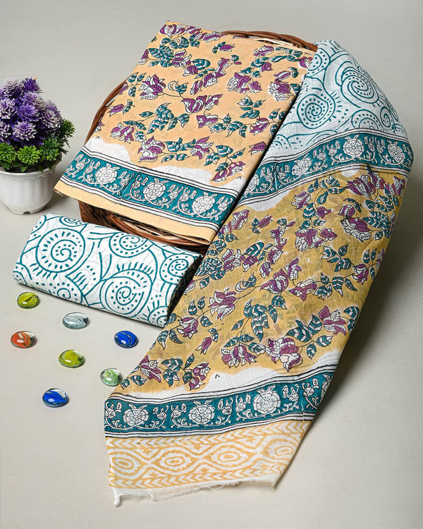 Premium Hand Block Printed Cotton Suit With Cotton Duptta (BSCOTMU78)