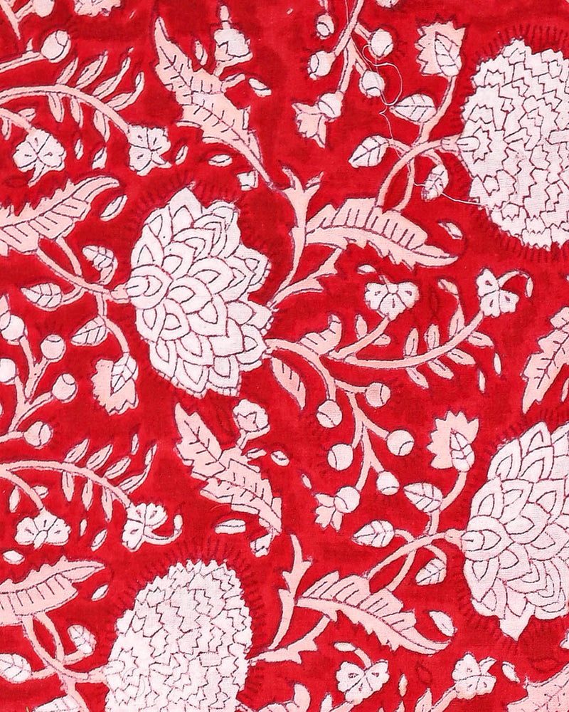 Elegant Red and White Hand Block Printed Cotton Suit With Cotton Duptta (BSCOTMU77)