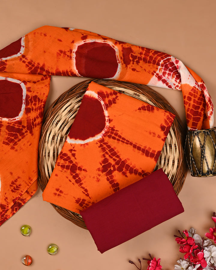 Premium Tie and Dye Printed  Cotton Suit With Cotton Dupatta(BSCOTMU82)