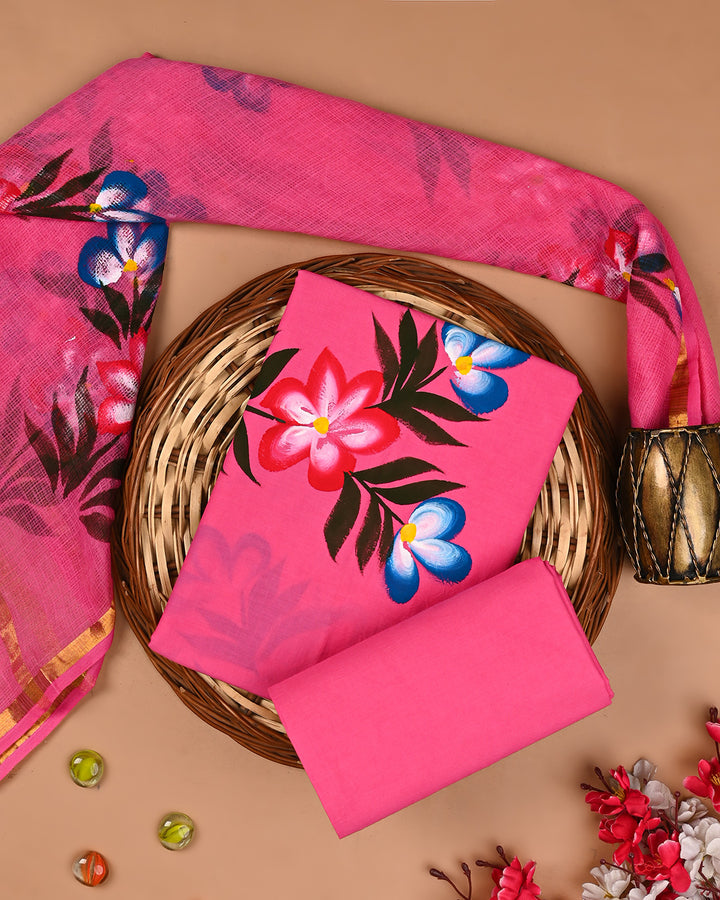 Exclusive Hand Painted Cotton Suit With Kota Doria Dupatta(BSCOTKO99)