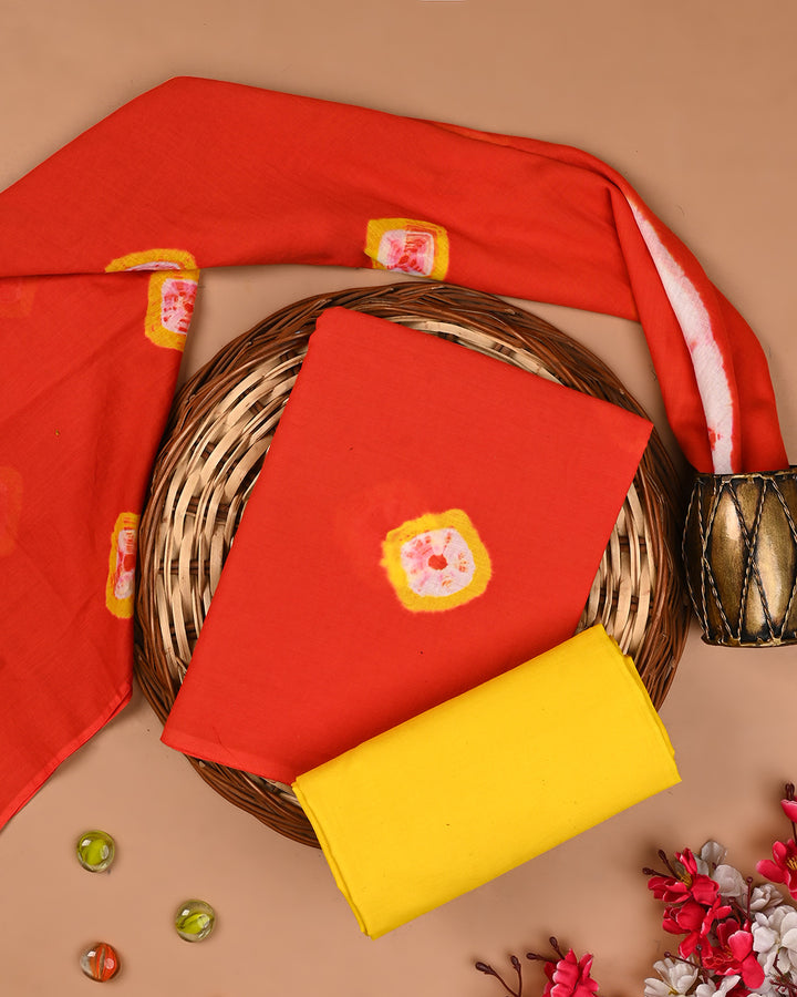 Premium Tie and Dye Printed  Cotton Suit With Cotton Dupatta(BSCOTMU41)