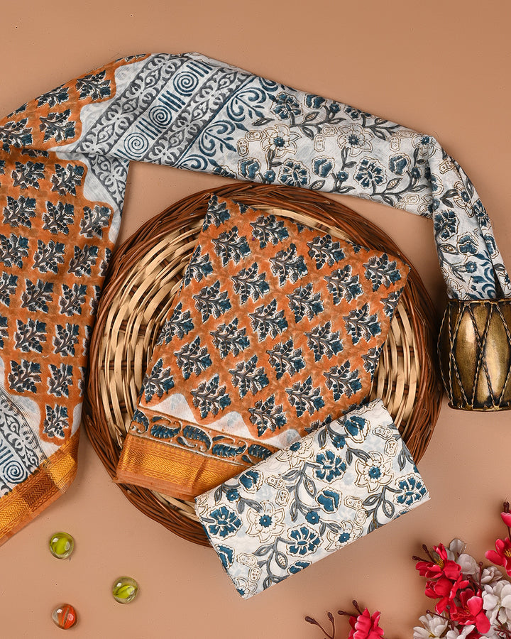 Premium Sanganeri Printed Maheshwari Silk Suit (BSMAHMA62)