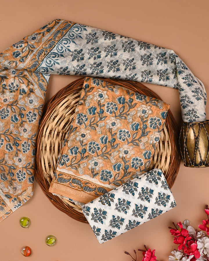 Elegant Sanganeri Print Chanderi Silk Suit Set (BSCHACH31)