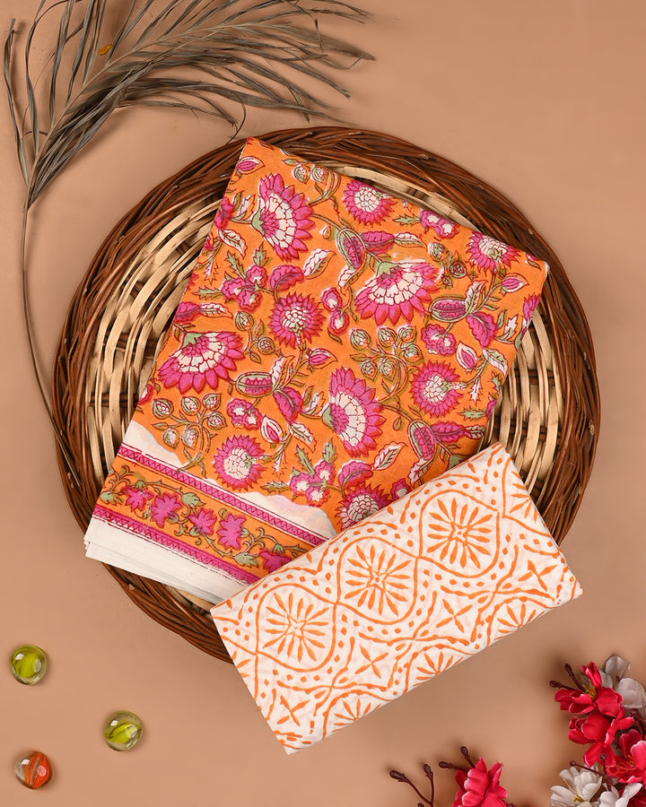Premium Sanganeri Printed Cotton Suit Top And Bottom Set (BSTB82)