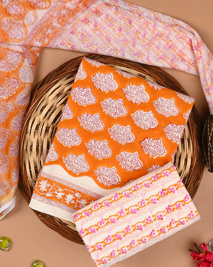 Elegant Sanganeri Print Cotton Suit With Kota Doria Dupatta(BSCOTKO36)
