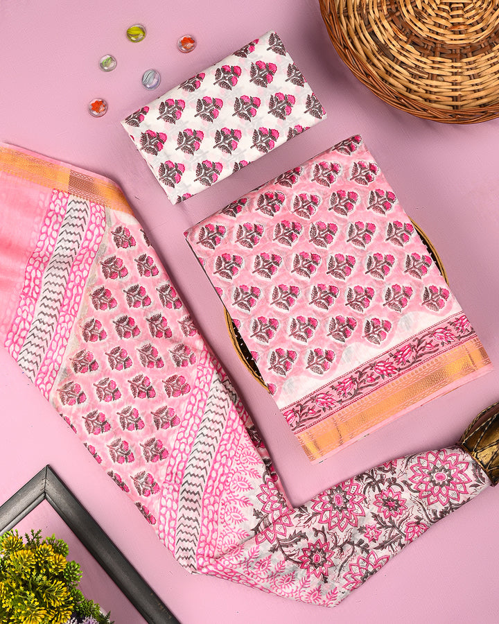 Premium Sanganeri Printed Maheshwari Silk Suit (BSMAHMA65)