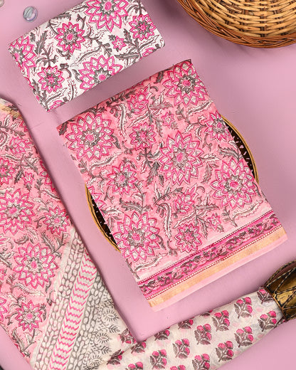 Elegant Sanganeri Print Chanderi Silk Suit Set (BSCHACH34)