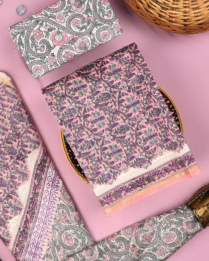 Traditional  Sanganeri Print Chanderi Silk Suit Set (BSCHACH33)