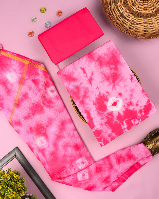 Exclusive Tie and Dye Print Cotton Suit With Kota Doria Dupatta (BSCOTKO105)