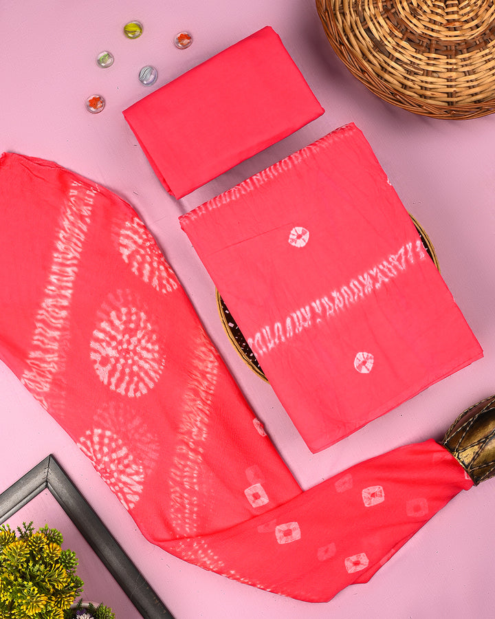 Exclusive Tie and Dye Printed Cotton Suit With Chiffon Dupatta (BSCOTCH32)