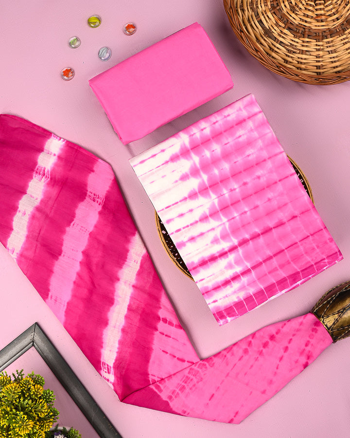 Traditional TIe and Dye Printed  Cotton Suit With Cotton Dupatta (BSCOTMU35)