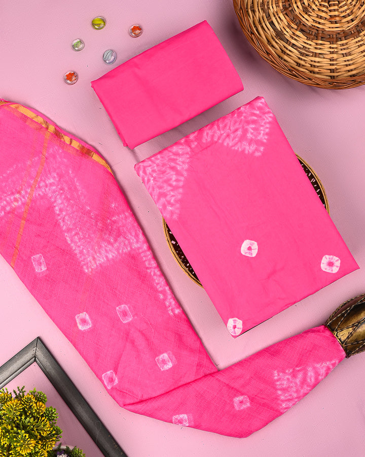 Elegant Tie and Dye Print Cotton Suit With Kota Doria Dupatta (BSCOTKO104)