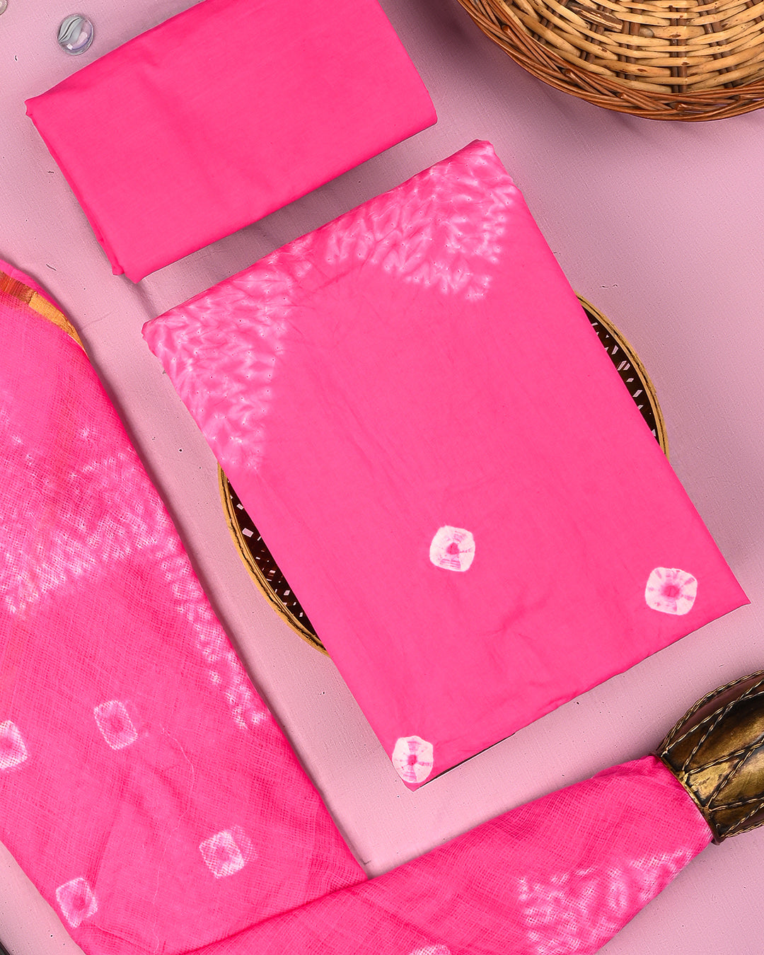 Elegant Tie and Dye Print Cotton Suit With Kota Doria Dupatta (BSCOTKO104)