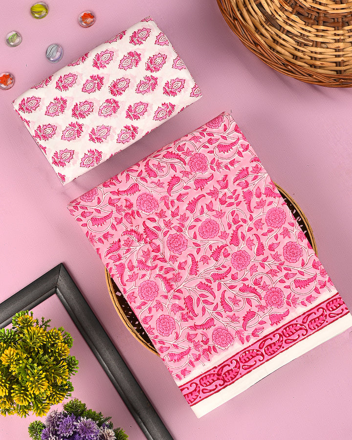 Premium Sanganeri Printed Cotton Suit Top And Bottom Set (BSTB86)