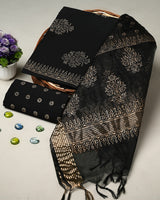 Hand Block Printed Cotton Suit With Organza Dupatta BSCOD35