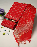 Hand Block Printed Cotton Suit With Organza Dupatta BSCOD37