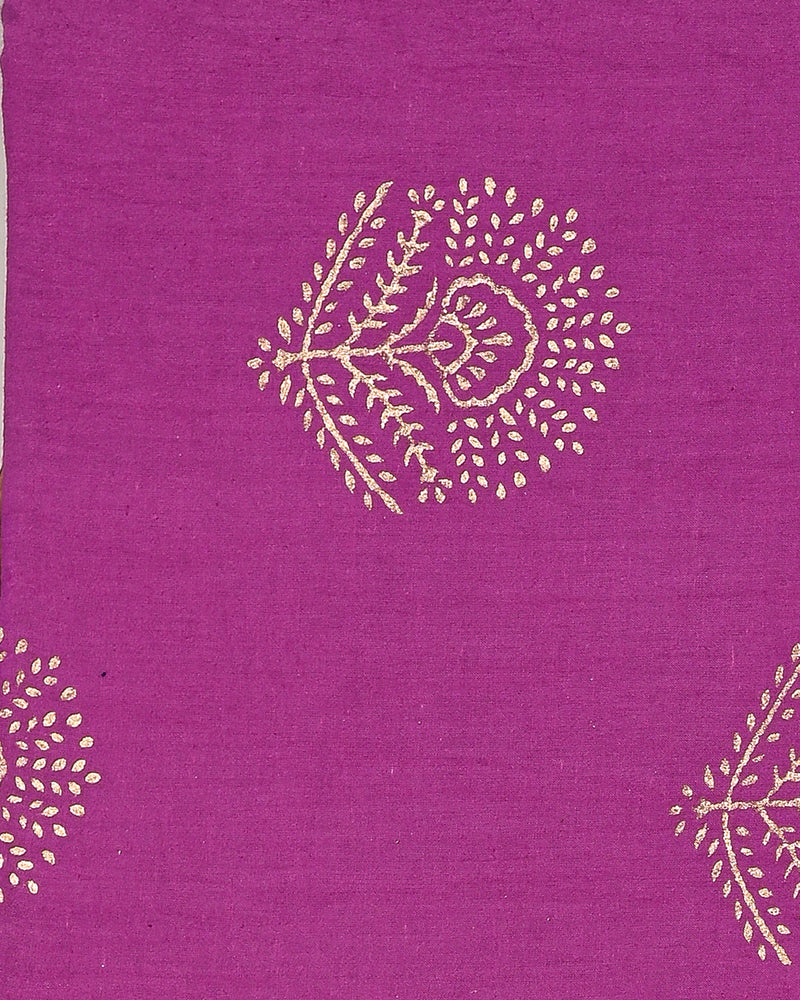 Hand Block Printed Cotton Suit With Organza Dupatta BSCOD39