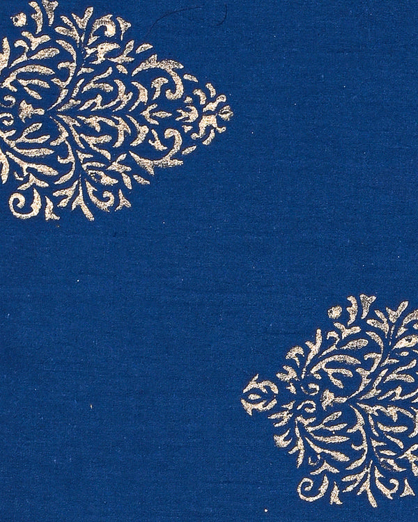 Elegant Blue Hand Block Printed Cotton Suit With Organza Dupatta BSCOD32