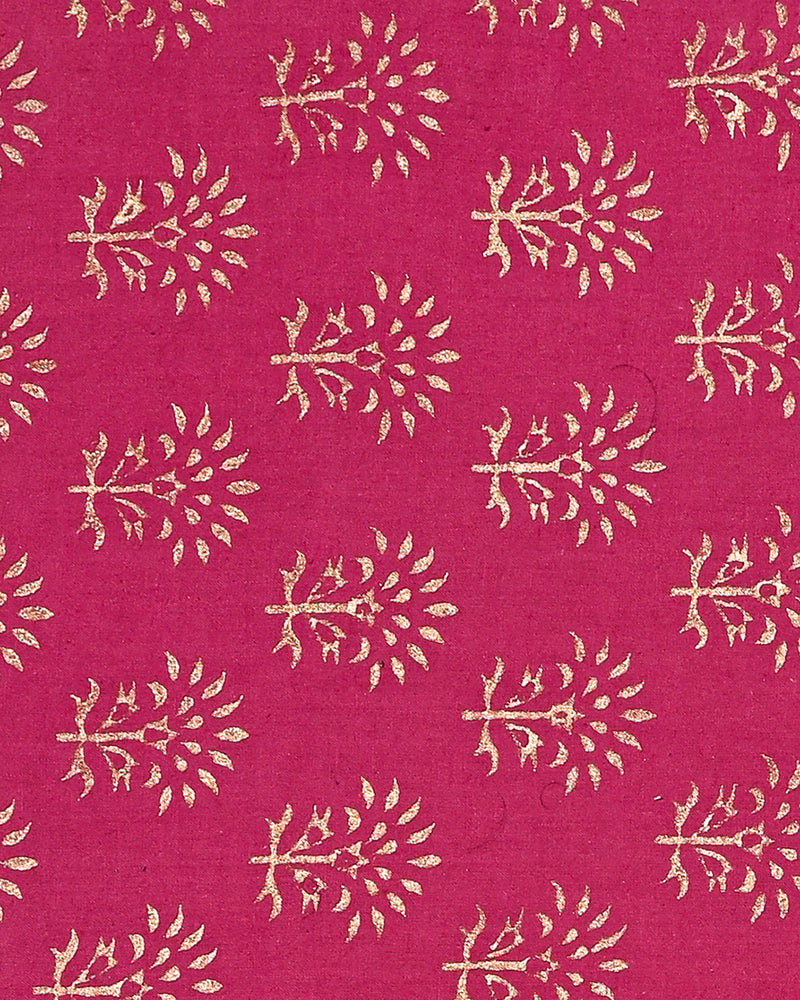 New Pink Hand Block Printed Cotton Suit With Organza Dupatta BSCOD36