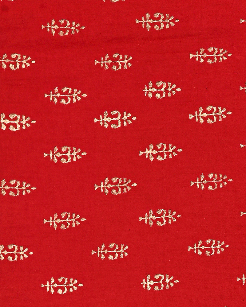 Hand Block Printed Cotton Suit With Organza Dupatta BSCOD37