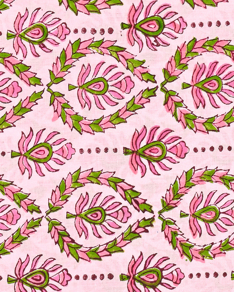 Hand Block Printed Cotton Suit With Organza Dupatta BSCOD25