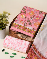 Hand Block Printed Cotton Suit With Cotton Dupatta(BSCOTMU56)