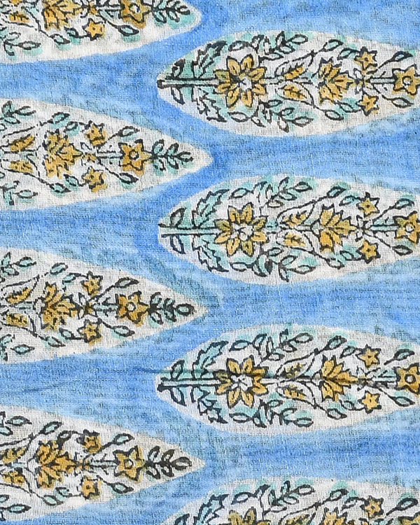 Premium Blue Sanganeri Print Maheshwari Silk Suit Set (BSMAHMA09)