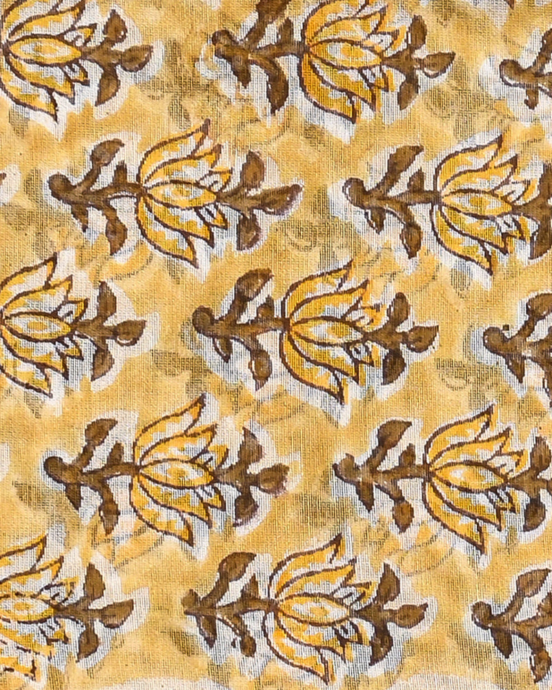 Elegant  Yellow Sanganeri Print Maheshwari Silk Suit Set (BSMAHMA07)