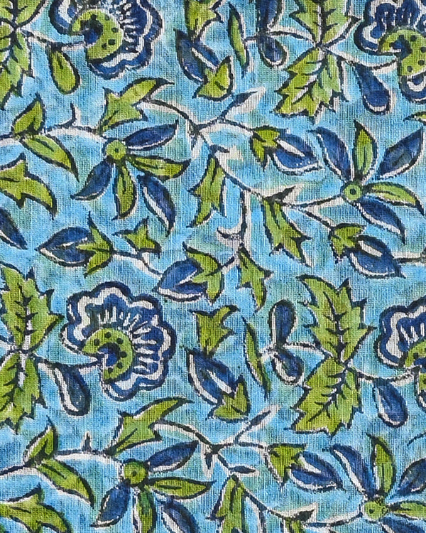 Traditional  Blue Sanganeri Print Maheshwari Silk Suit Set (BSMAHMA18)