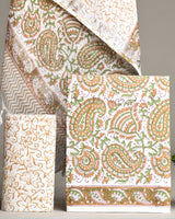 Hand Block Printed Cotton Suit With Linen Dupatta BSLID27