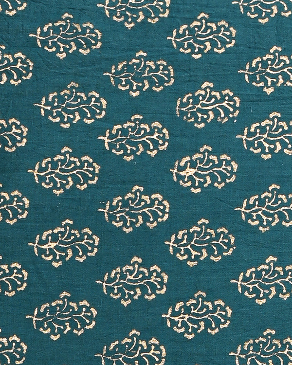 Hand Block Printed Cotton Suit With Linen Dupatta BSLID34