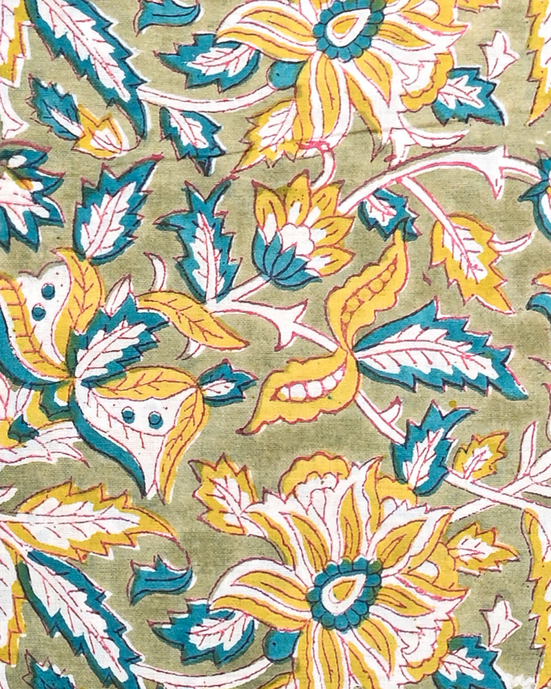 Hand Block Printed Cotton Suit With Linen Dupatta BSLID32