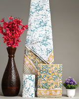 Hand Block Printed Cotton Suit With Linen Dupatta BSLID32