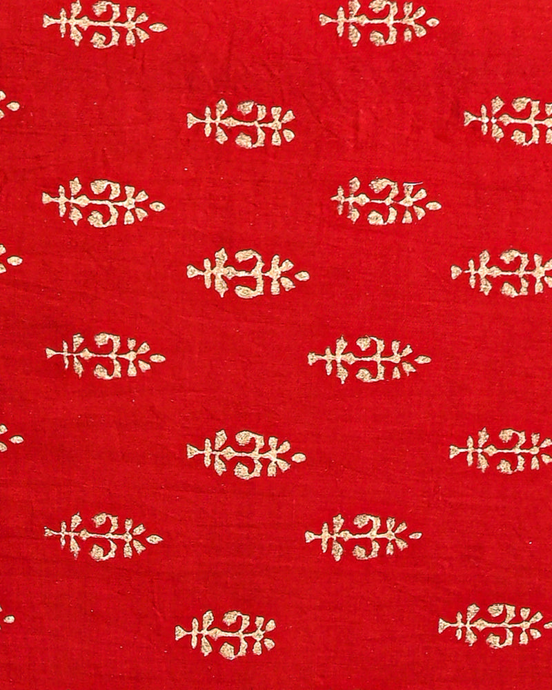 Hand Block Printed Cotton Suit With Linen Dupatta BSLID04