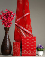 Hand Block Printed Cotton Suit With Linen Dupatta BSLID04
