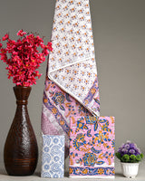 Hand Block Printed Cotton Suit With Linen Dupatta BSLID38