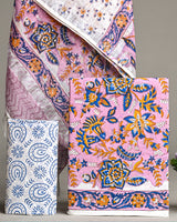 New Multicolour Hand Block Printed Cotton Suit With Linen Dupatta BSLID38