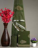 Hand Block Printed Cotton Suit With Linen Dupatta BSLID14