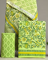Hand Block Printed Cotton Suit With Linen Dupatta BSLID16
