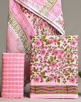 Hand Block Printed Cotton Suit With Linen Dupatta BSLID19