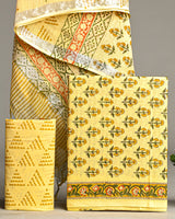 Hand Block Printed Cotton Suit With Linen Dupatta BSLID30