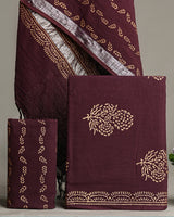 Hand Block Printed Cotton Suit With Linen Dupatta BSLID12