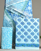 Hand Block Printed Cotton Suit With Linen Dupatta BSLID18