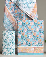 Hand Block Printed Cotton Suit With Linen Dupatta BSLID31