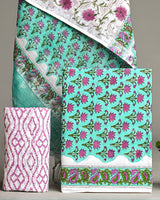 Hand Block Printed Cotton Suit With Linen Dupatta BSLID39