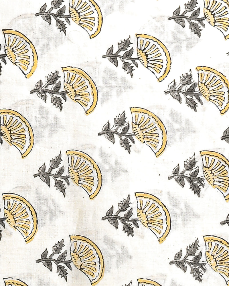 Hand Block Printed Cotton Suit With Linen Dupatta BSLID22