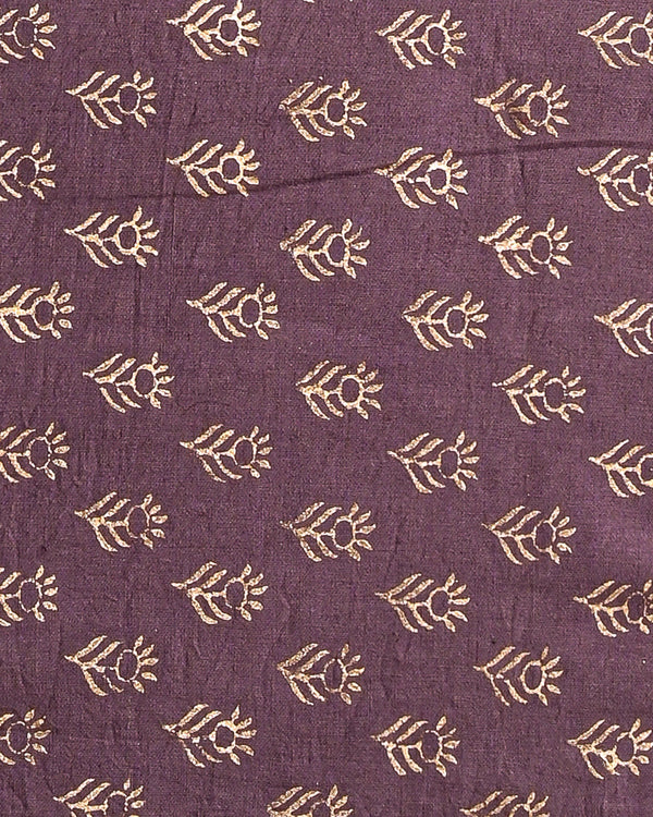Hand Block Printed Cotton Suit With Linen Dupatta BSLID33
