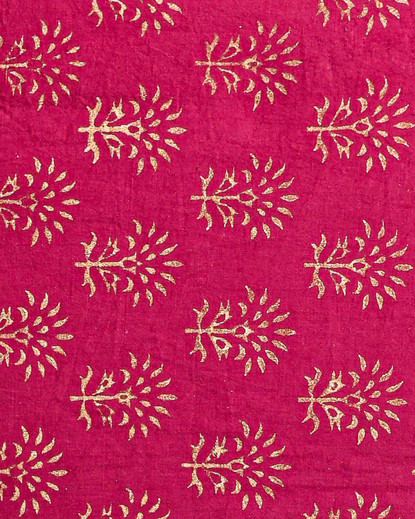 Hand Block Printed Cotton Suit With Linen Dupatta BSLID10